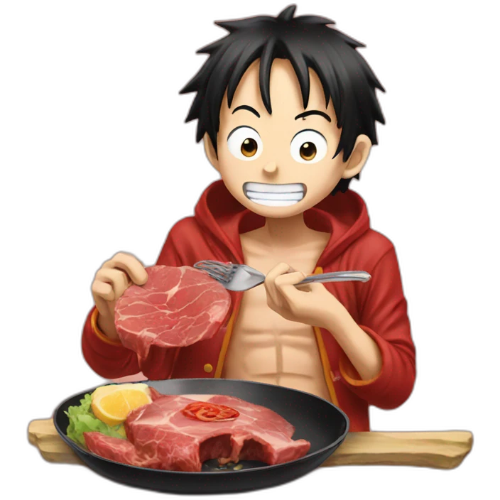 Luffy eating cooked meat emoji