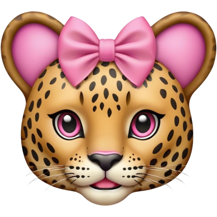 Small leopard head with pink bow emoji