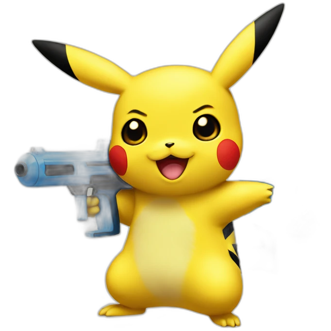 Pikachu with a water gun emoji