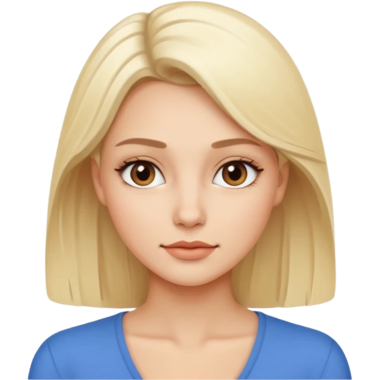 Stylized emoji portrait of a sexy long-haired white-blonde woman, confident expression, smooth skin, minimal makeup, clean background emoji