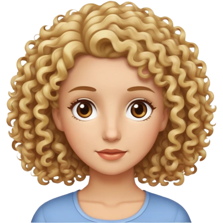 Blonde, curly haired mom with brown eyes with one girl with brown hair emoji