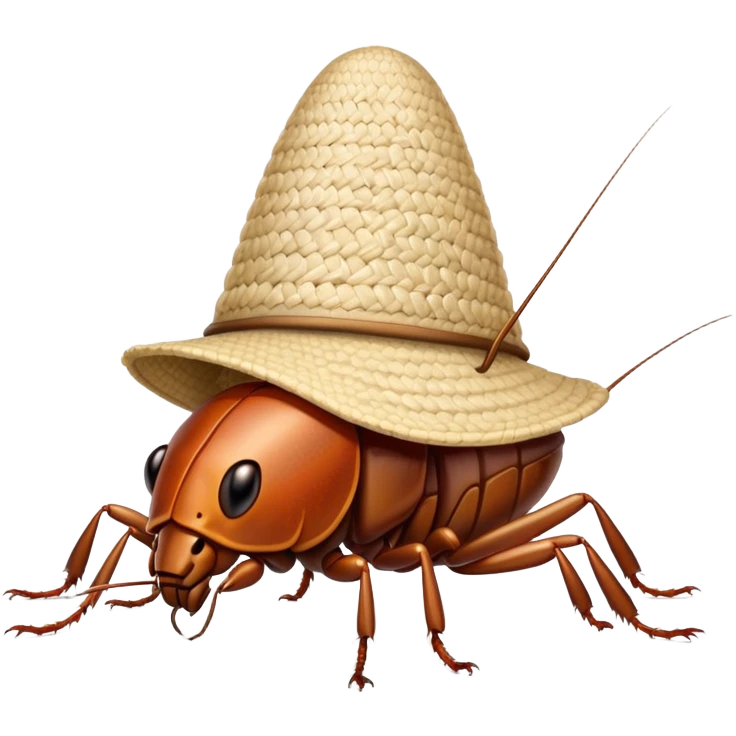 Cockroach with rice hat emoji