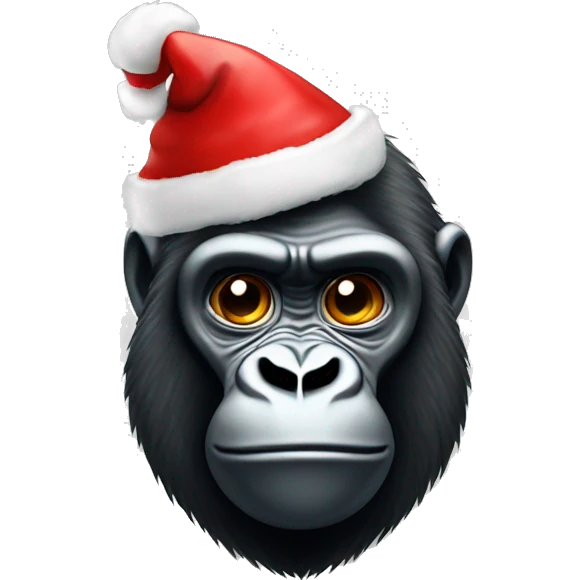 A gorilla with a Christmas hat emoji