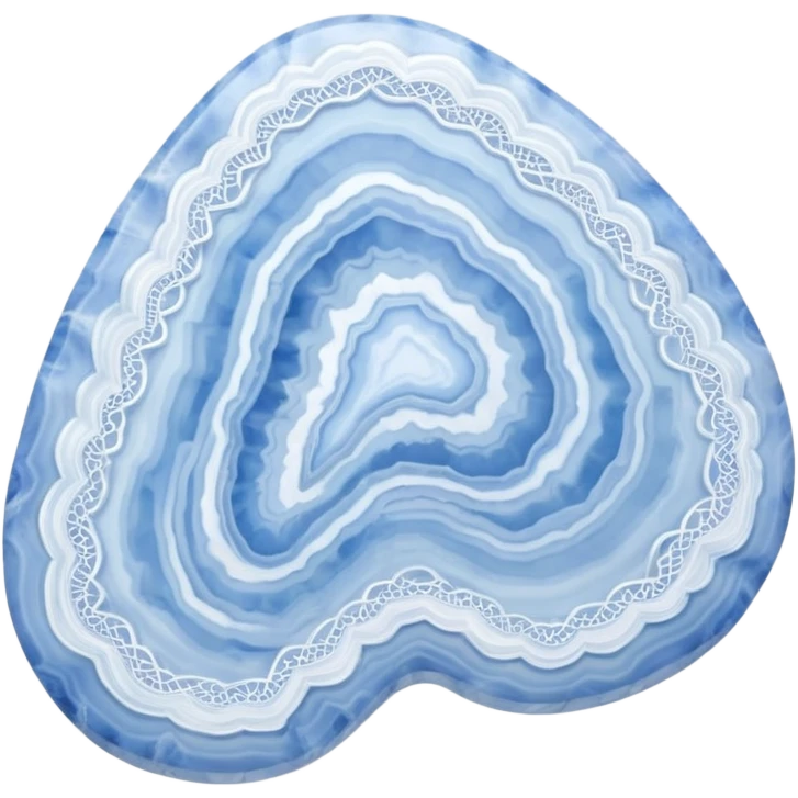 Polished blue lace agate gemstone with soft blue and white delicate patterns in layers emoji