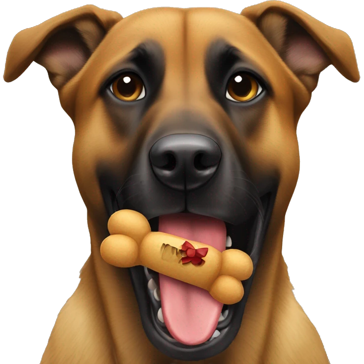 Belgian malinois holding a teddy bear in his mouth emoji