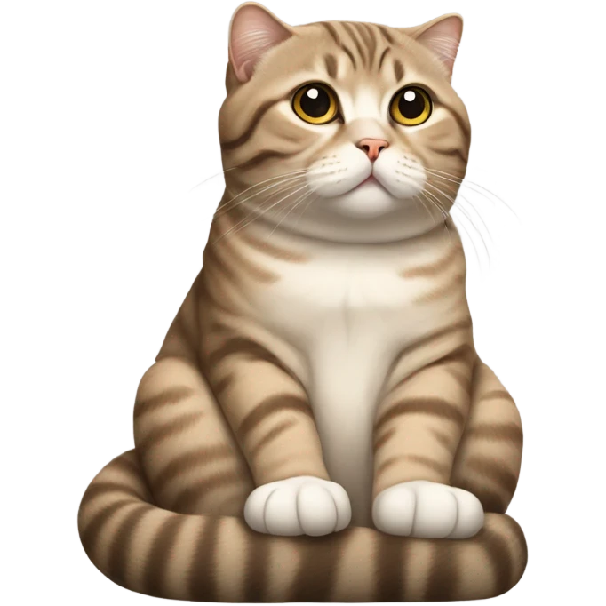 Tabby Scottish fold cat sitting like Buddha  emoji