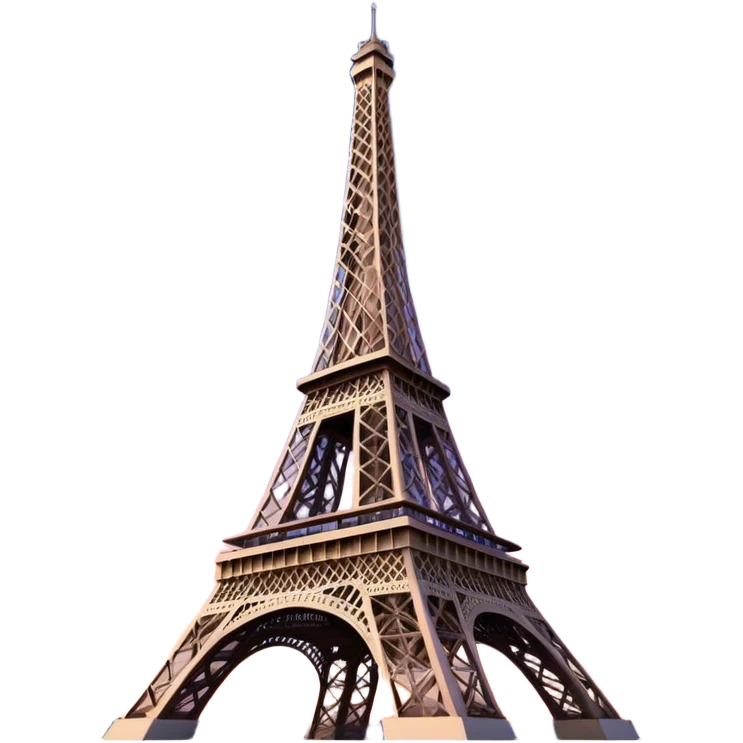 Cinematic Realistic Eiffel Tower Landmark Emoji, featuring the iron lattice structure illuminated against a twilight Parisian sky emoji