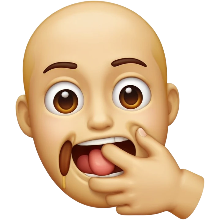 Emoji choking itself with its hand emoji