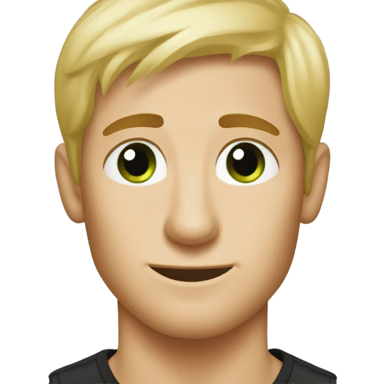 Green eyed short blonde hair guy with long black haired dachshund emoji