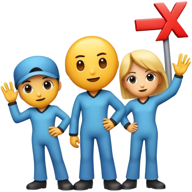 Three characters: an X character, a number 1 character, and another X character standing together emoji