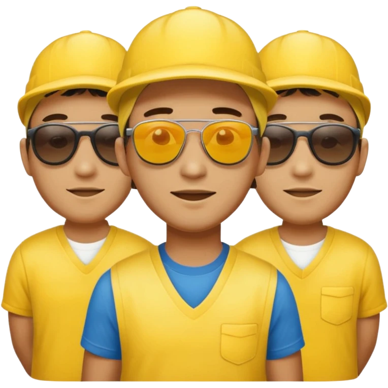 16 blokes on a golf trip wearing yellow caps emoji