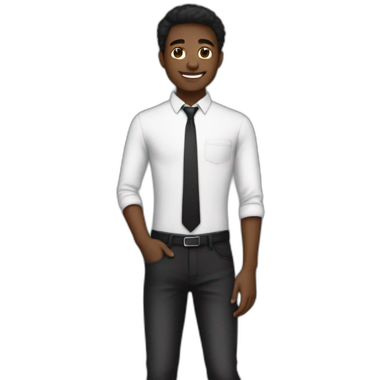 Jeune homme noir avec son Chaton blanc mignon emoji