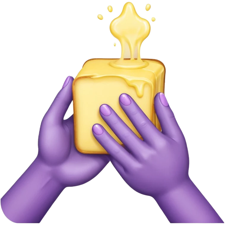 purple four finger hand with butter emoji