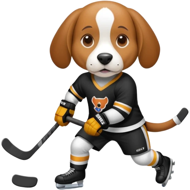 A beagle playing hockey emoji