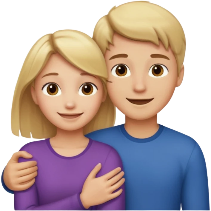Amour à distance fille blonde et garçon châtain tous les deux clair de peau  emoji