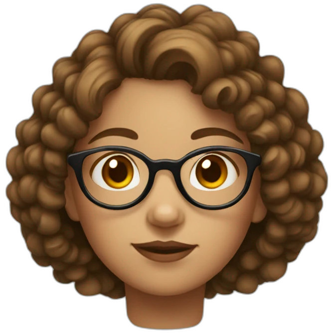 girl with round glasses and short brown curly hair emoji