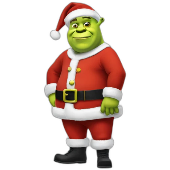 shrek as santa standing-with-black-shoes emoji