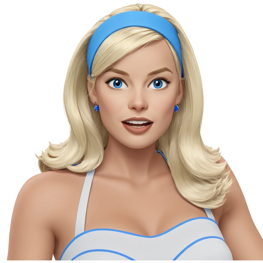 blonde girl in blue accessories emoji