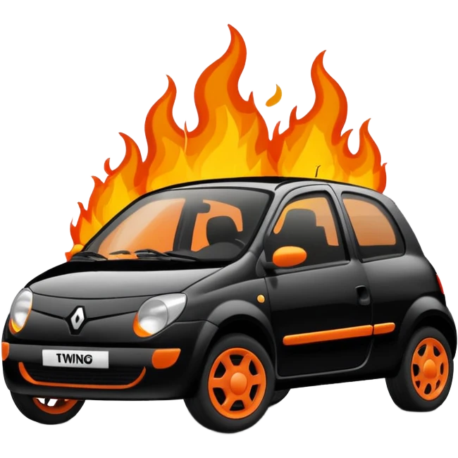 black renault twingo re on fire emoji