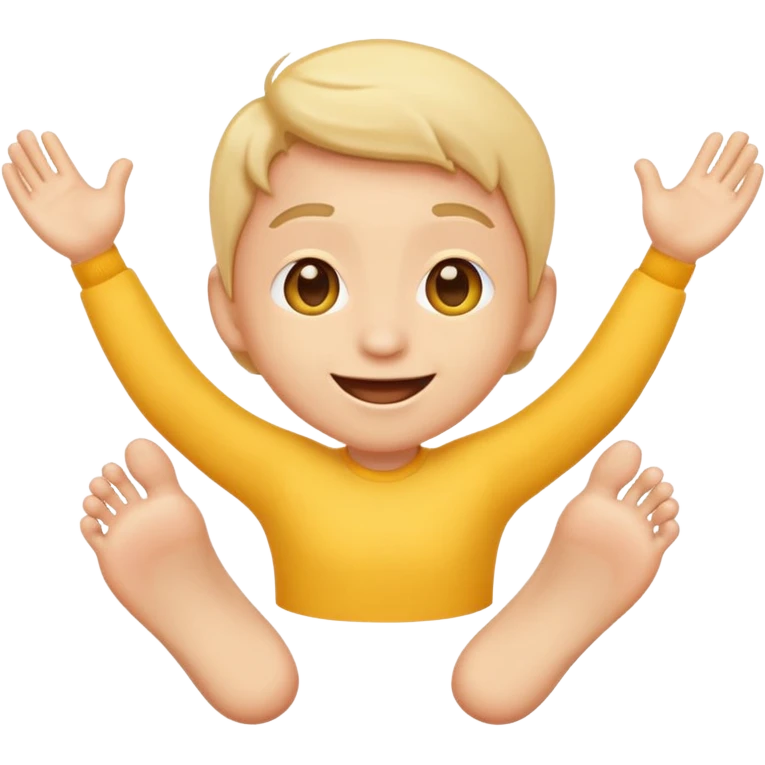 An emoji face that has his feet in the air behind him emoji