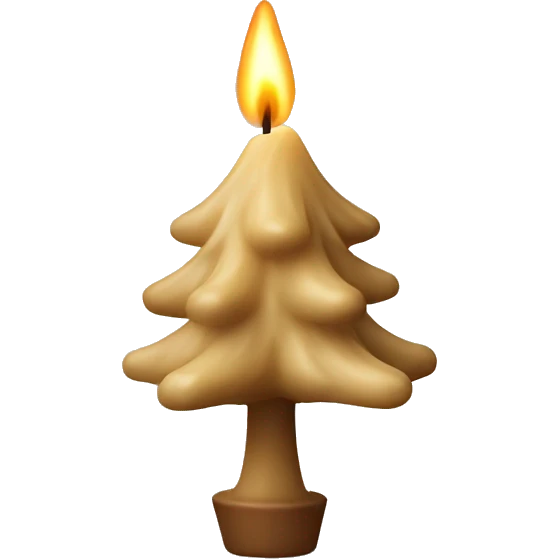 beige wax candle shaped like a pine tree emoji