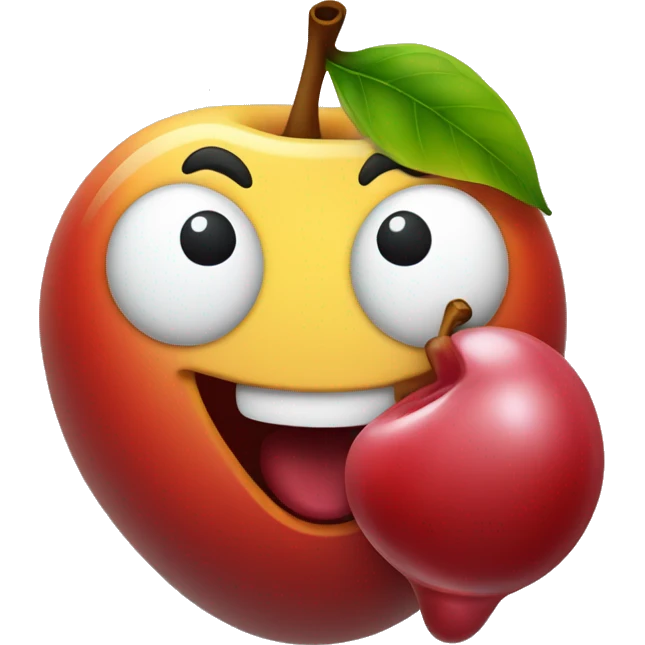 nose emoji with tongue out and winking, holding cherry emoji in hand emoji