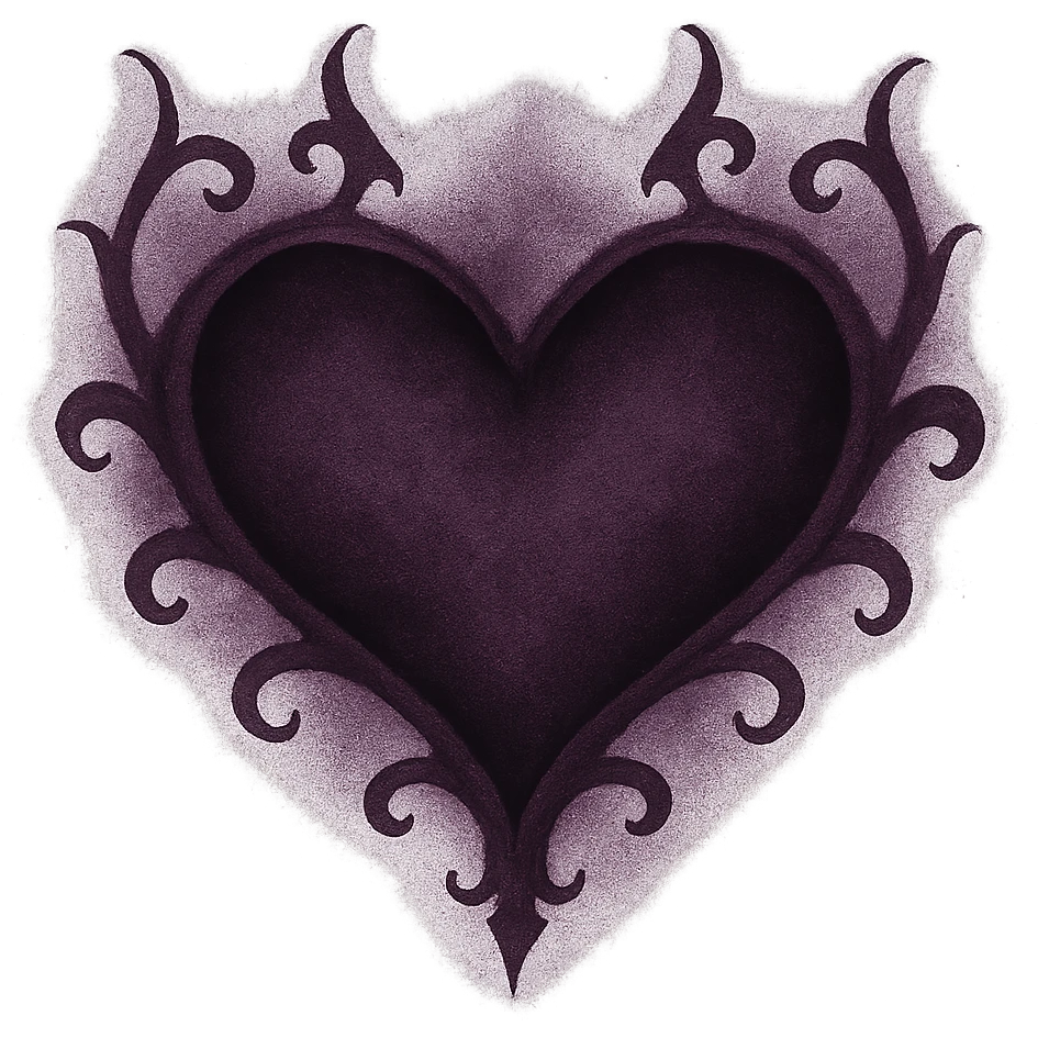 Dark mauve heart effect gothic emoji