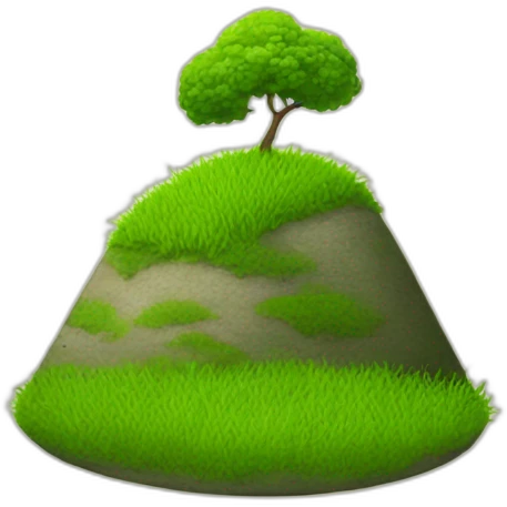 Grassy hill with face emoji