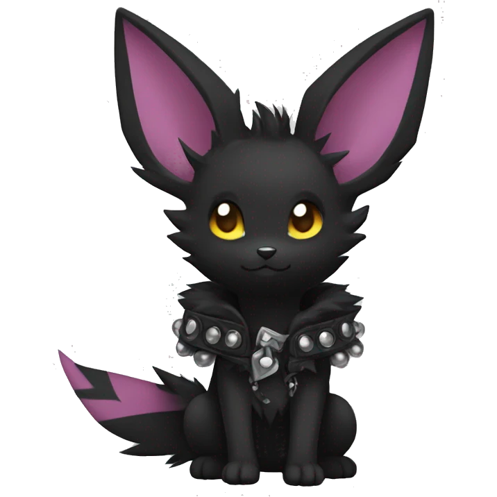 Dark Black Punk Kawaii Eeveelution-Cute-Pokémon-fusion full body emoji