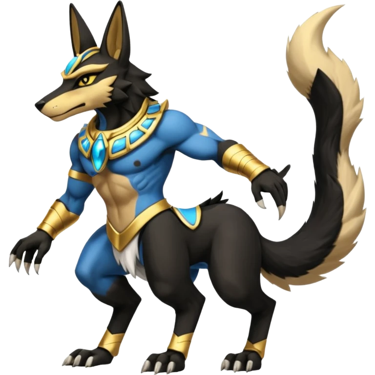 Black-furred Anubis-Lucario-fusion-hybrid (full body) emoji