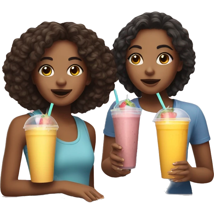 Two cute girls drinking smoothies in New York  emoji