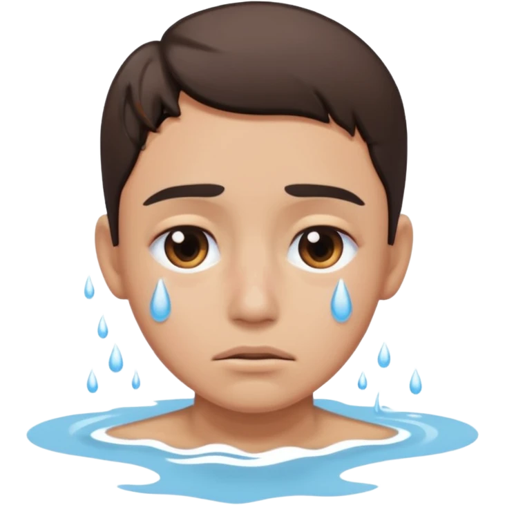 Person standing in pool with tears emoji