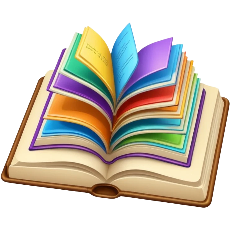 an open book with brightly colored tile samples emoji