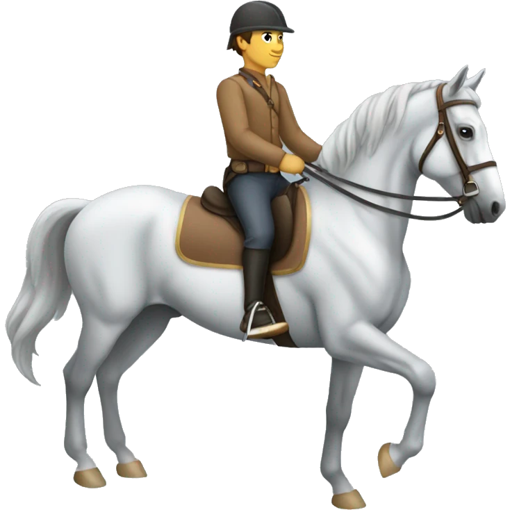 grey horse with tan skin rider emoji