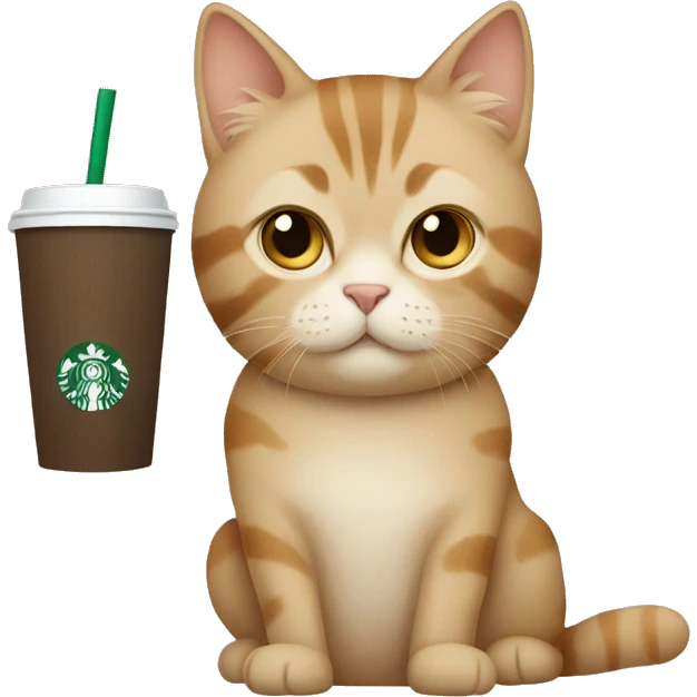 beige cat drinking starbucks emoji