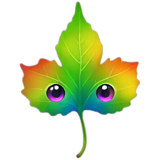 Rainbow leaf with eyes emoji