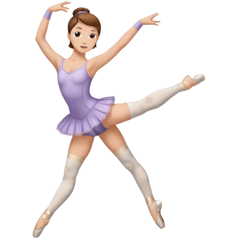 Ballet dancer in over the knee socks, leotard and brown hair emoji
