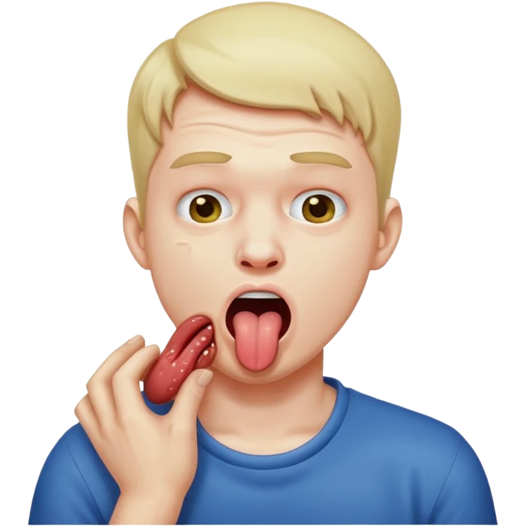 man choking him self with tongue out￼￼ emoji