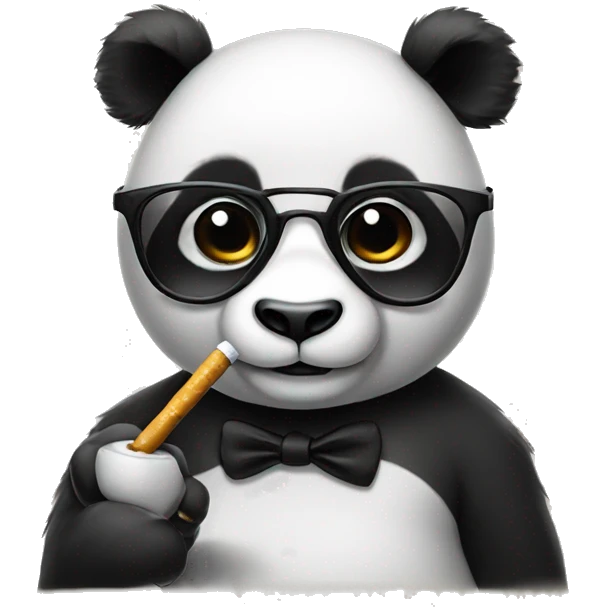 panda wearing glasses and smoking cigarette emoji
