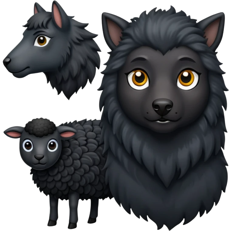black wol and black skin sheep emoji