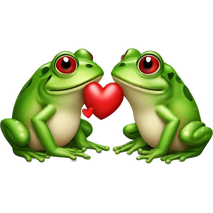 Kissing frogs with Heart and red lips emoji