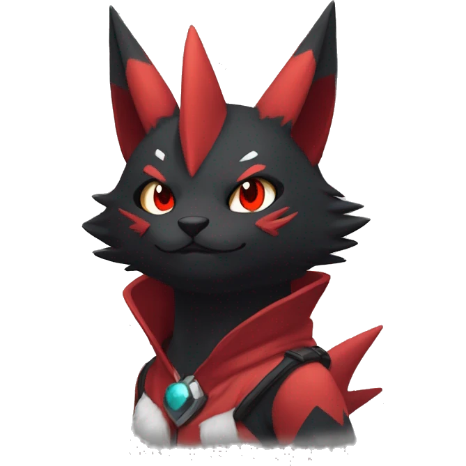 Black and Red Ethereal Fantasy Cool Edgy Cute Anthro Zangoose Litten Fakémon emoji
