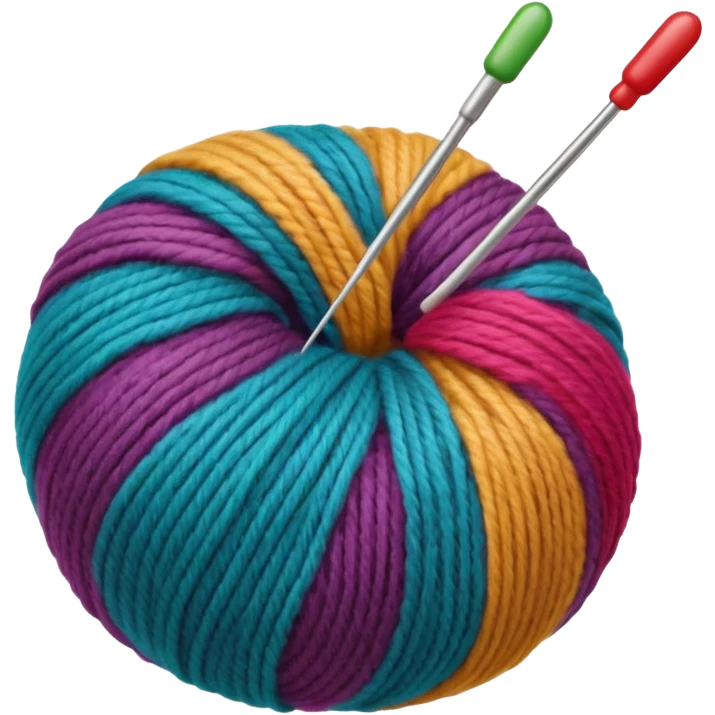 ball of wool with a knitting needle through it emoji
