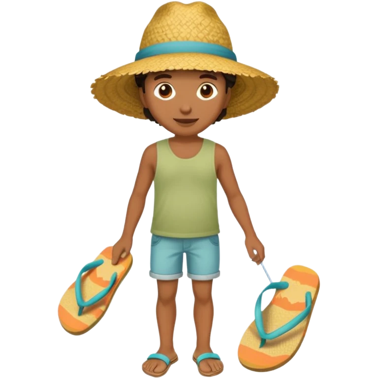 Créole réunionnais chapeau paille tong au pieds  emoji