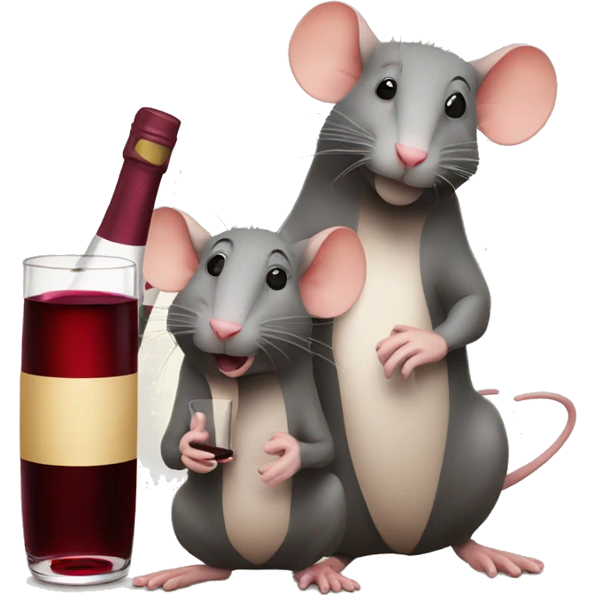 3 funny rats sitting with a glass of wine emoji