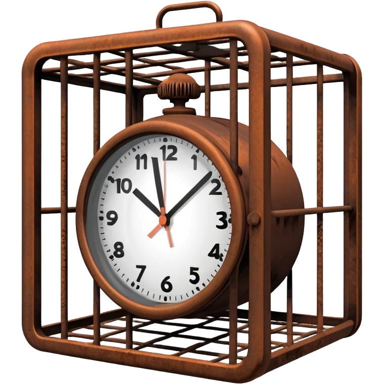 clock trapped inside a cage emoji