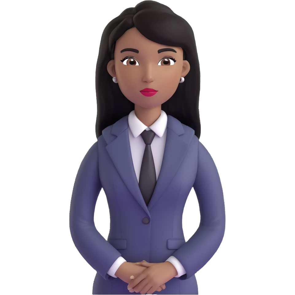 Accomplished African female executive with long straight black hair, sharp business attire, commanding presence emoji