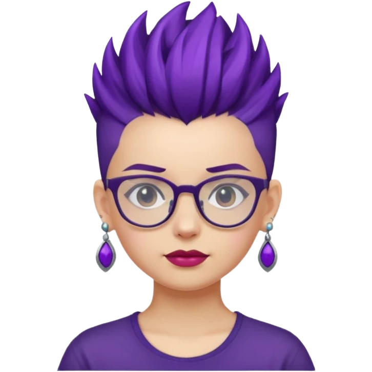 dark purple hair girl mohawk with earrings and glassess emoji