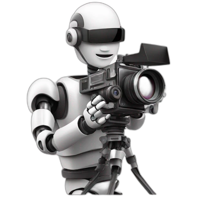 robot director holding a film camera emoji