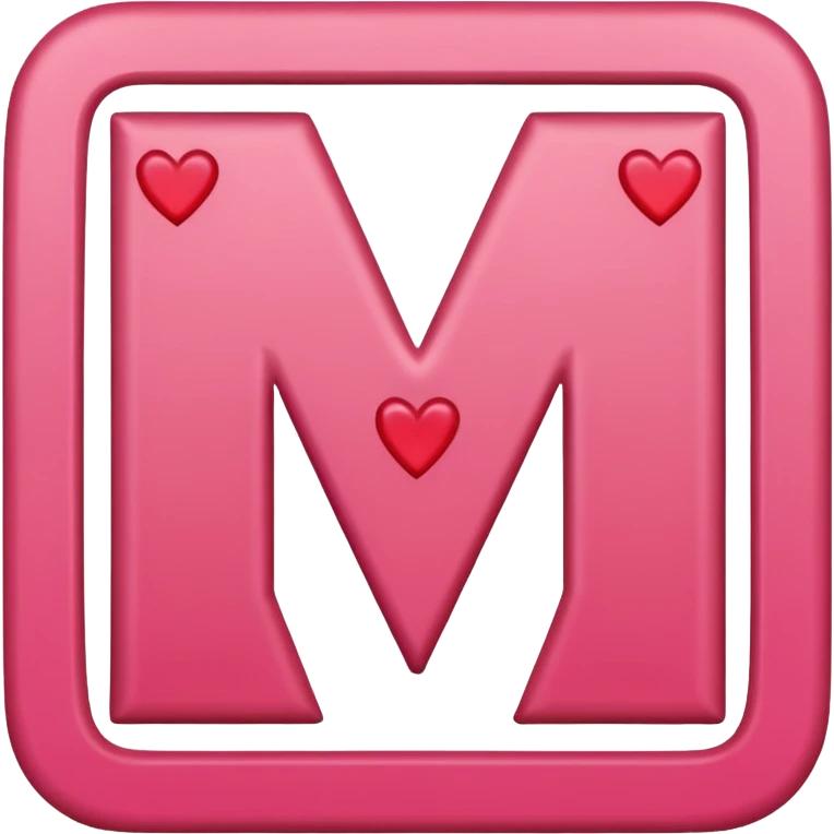 chtel bych pismeno M ze srdicek 💗 tehlech ve ctvrecku z ♥️ emoji